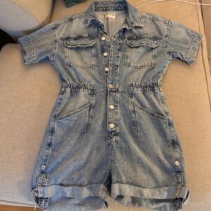 We The Free Denim Short Sleeve Romper S